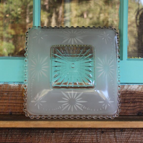 Art Deco Satin Crystal Glass Shade – Atomic Starburst Harmony House Sears 1940s - Picture 1 of 12